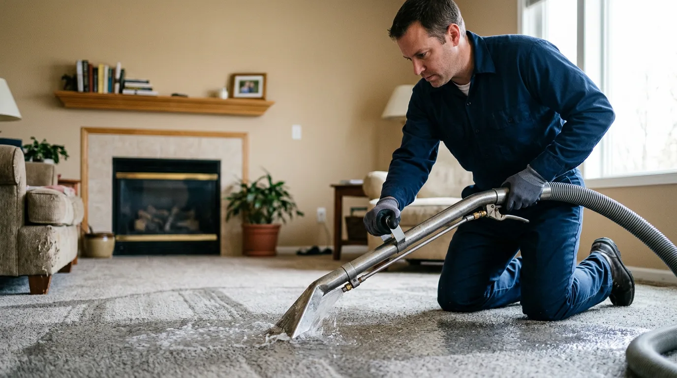 Water damage restoration technician working near Eden, NC